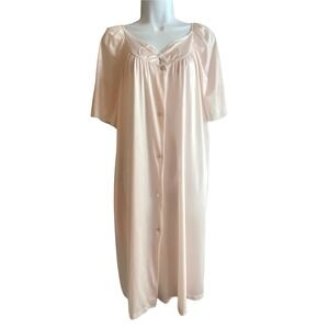 Vtg Shadowline Nightgown Lingerie Lace Womens L Pink Pinup Boudoir Hollywood USA